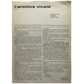 L'Archive Vivant. Galeria Foksal, Warszawa, août 1971