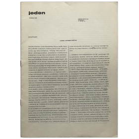 "Jeden" ["One"]. Galeria Fokal, Warszawa, kwiecien 1972