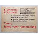 Etudiantes, etudiants, Votez, faites voter communiste. PCF Parti Communiste Français