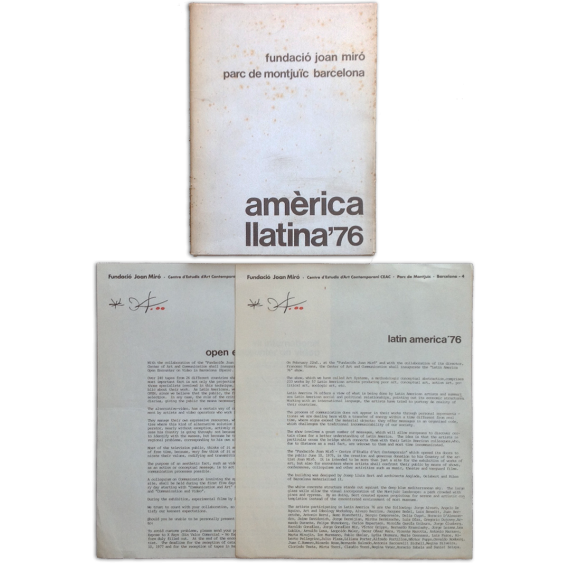Amèrica Llatina'76. 59 Artistas Latinoamericanos. Fundació Joan Miró, Barcelona, 22 febrer-27 març 1977