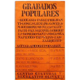 Grabados populares. Arte Gráfico Grupo Buenos Aires. Centro Cultural y Recreativo Olivetti, septiembre 1971