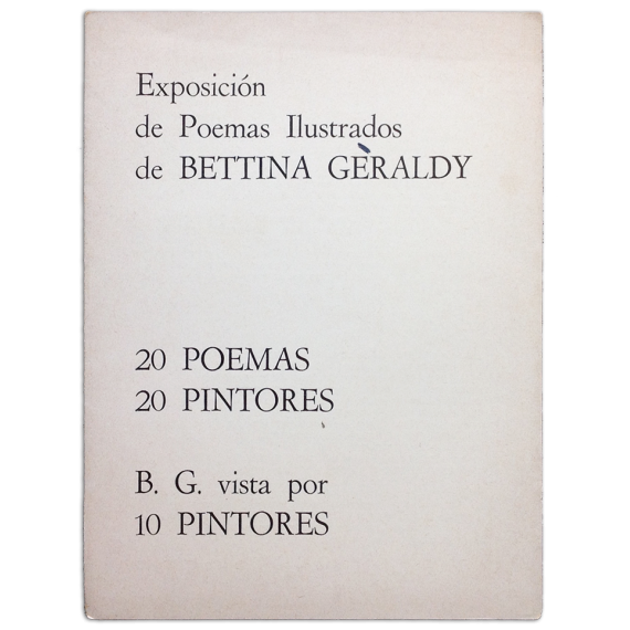 Exposición de Poemas Ilustrados de Bettina Gèraldy - 20 poemas, 20 pintores. B. G. vista por 10 pintores