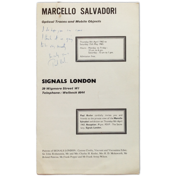 Marcello Salvadori - Optical Traces and Mobile Objects. Signals London, April to May 1965