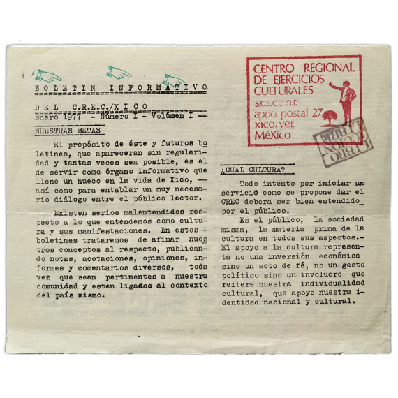 Boletín Informativo del C.R.E.C./Xico, Enero 1977 - Número I - Volumen I