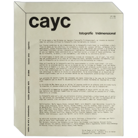 Fotografía Tridimensional. CAyC, Buenos Aires, 14 de Enero al 12 de Febrero de 1972