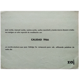 Calidad - Juan Hidalgo. Zaj, Madrid, enero 1966