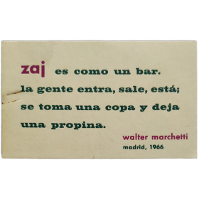 Zaj es como un bar. Walter Marchetti, Madrid, 1966