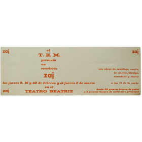 El T.E.M. presenta un concierto zaj. Teatro Beatriz, [Madrid], febrero-marzo [1967]