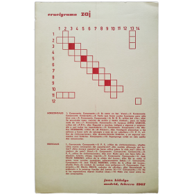 Crucigrama zaj - Juan Hidalgo. Madrid, febrero 1967