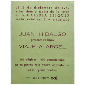 Juan Hidalgo presenta su libro Viaje a Argel. Galería Seiquer, Madrid, 13 de diciembre de 1967