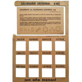 Calendario universal zaj y Suplemento al calendario universal zaj - Eugenio de Vicente. Madrid, enero de 1968