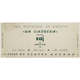 "La Cazuela" presenta zaj en Alcoy con Juan Hidalgo, Esther Ferrer y Walter Marchetti. 2 de marzo de 1968
