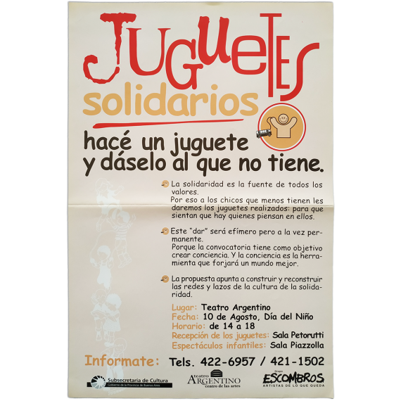 Juguetes solidarios - Grupo Escombros. Teatro Argentino, [La Plata, Argentina], 10 de Agosto, Día del Niño [2003]