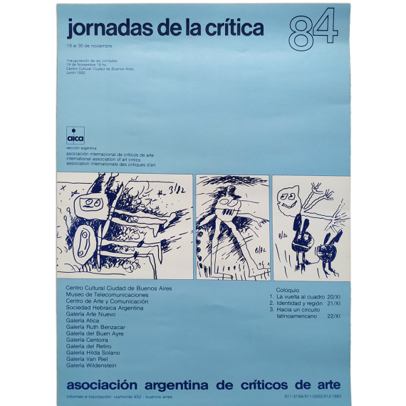 Jornadas de la Crítica 84. Centro Cultural Ciudad de Buenos Aires, 19 al 30 de noviembre 1984