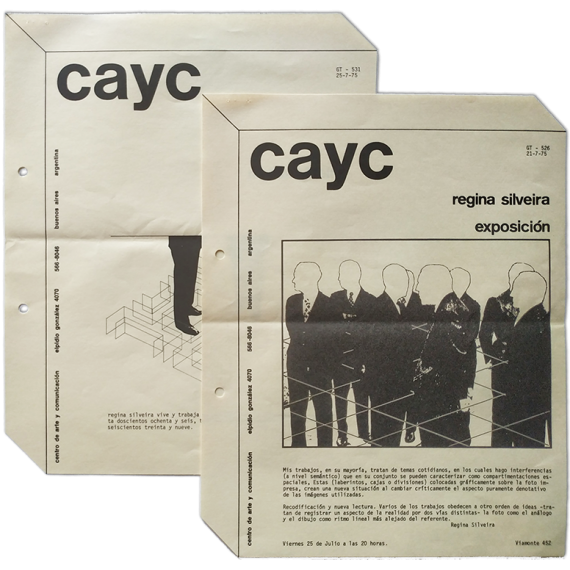 Regina Silveira, Exposición. CAyC Centro de Arte y Comunicación, Buenos Aires, Julio 1975