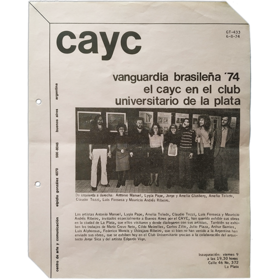 Vanguardia brasileña '74. El CAyC en el Club Universitario de La Plata, Argentina, agosto de 1974