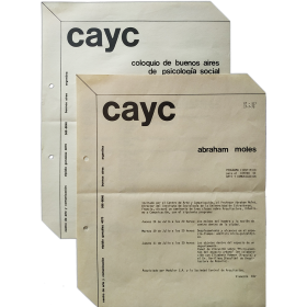 Abraham Moles - Programa científico para el Centro de Arte y Comunicación (CAyC). Buenos Aires, Julio 1975