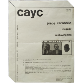 Jorge Caraballo, Uruguay - Audiovisuales. CAYC Centro de Arte y Comunicación, Buenos Aires, setiembre de 1973