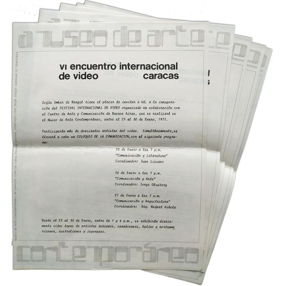 VI Encuentro Internacional de Video. Museo de Arte Contemporáneo de Caracas, del 25 al 30 de Enero de 1977