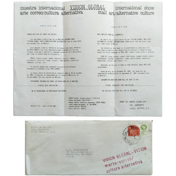 VISIÓN GLOBAL. Muestra Internacional arte correo/Cultura alternativa. Ciudad de México, noviembre de 1982