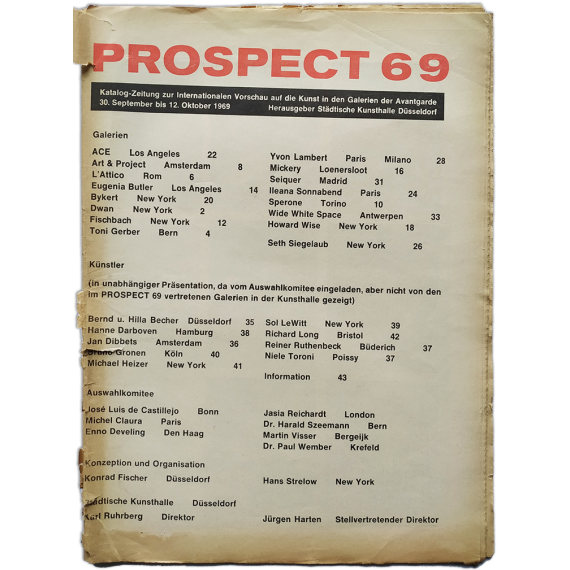 Prospect 69. Katalog-Zeitung zur Internationalen Vorschau auf die Kunst in den Galerien der Avantgarde
