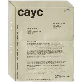 Endre Tót - "Carta-audio-visual a Jorge Glusberg". CAyC Centro de Arte y Comuniación, Buenos Aires, setiembre 1973