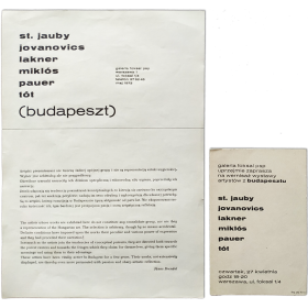 St. Jauby, Jovanovics, Lakner, Miklós, Pauer, Tót (Budapeszt). Galeria Foksal, Warzawa, maj 1972