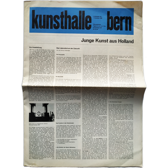 Kunsthalle Bern, 2. November bis 1. Dezember 1968: Junge Kunst aus Holland