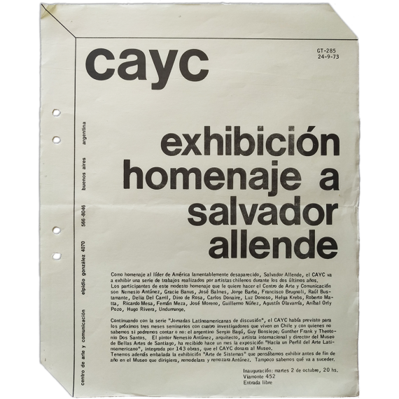 CAyC - "Exhibición homenaje a Salvador Allende" (1973)