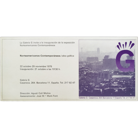 Norteamericanos Contemporáneos - Obra gráfica. Galería G, Barcelona, 22 octubre-29 noviembre 1975
