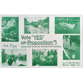 Vote "YES" on proposition 1: authorizing bons fro RECREATION facilities. Avant Garde IVth Festival, [New York], Sept. 1966
