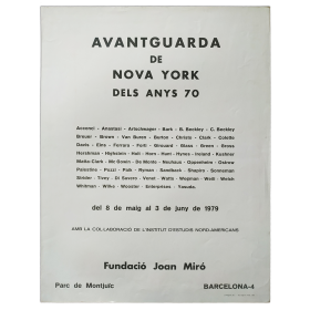 Avantguarda de Nova York del anys 70. Fundacióo Joan Miró, Barcelona, del 8 de maig al 3 de juny de 1979