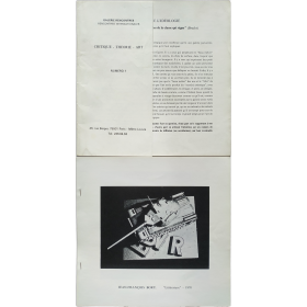 Critique - Théorie - Art. Numéro 1: L'Art contre l'idéologie. Galerie Rencontres, Paris, 10 Décembre 1974 au 4 Janvier 1975
