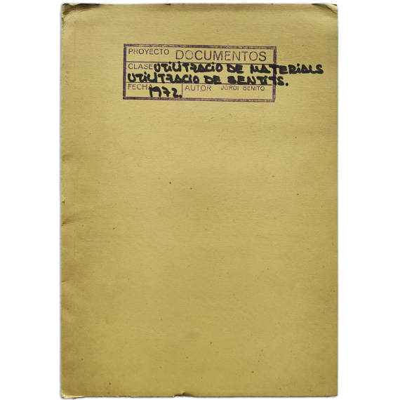 Utilització de materials, utilització de sentits - Jordi Benito (Proyecto Documentos), 1972