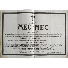 R.I.P. Mec-Mec invita al Sarao de Sepelio - [José Pérez Ocaña]. [Galería Mec-Mec, Barcelona, 1978]