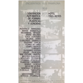 Generación automática de formas plásticas y sonoras. Encuentros Pamplona 1972, Hotel Tres Reyes, 26-VI - 3-VI