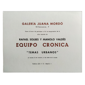 Rafael Solbes y Manolo Valdés. Equipo Crónica - "Temas urbanos". Galería Juana Mordó, Madrid