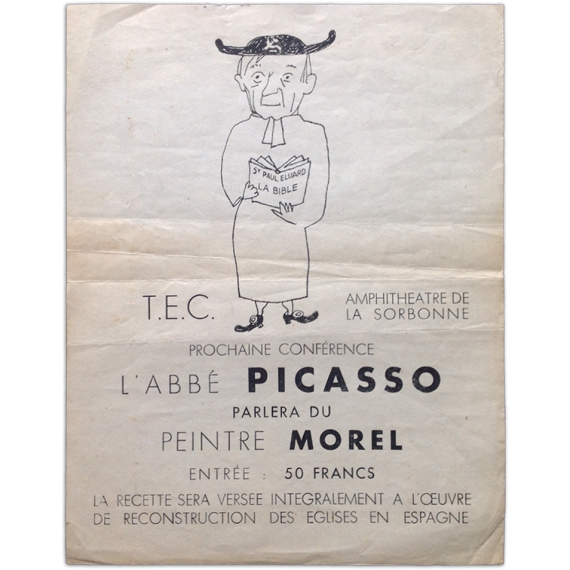 Prochaine conférence, L'abbé Picasso parlera du peintre Morel. Amphitheâtrhe de La Sorbonne, [Paris], [1946]