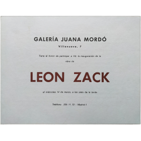 Léon Zack. Galería Juana Mordó, Madrid