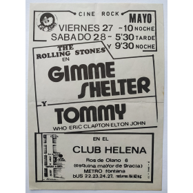 Cine Rock: The Rolling Stones en Gimme Shelter y Tommy. Who - Eric Clapton - Elton John. Club Helena, Barcelona, 1977