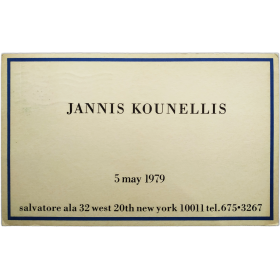 Jannis Kounellis. Salvatore Ala, New York, 5 may 1979