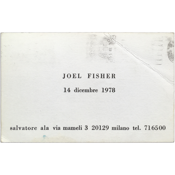 Joel Fisher. Galleria Salvatore Ala, Milano, dicembre 1978
